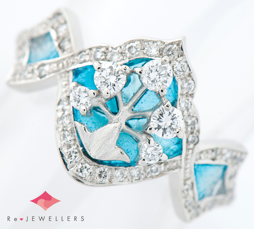 中嶋 邦夫 ニックスファクトリー エマイユ ダイヤモンド計0.35ct プラチナ900 13.5号 リング・指輪【中古】