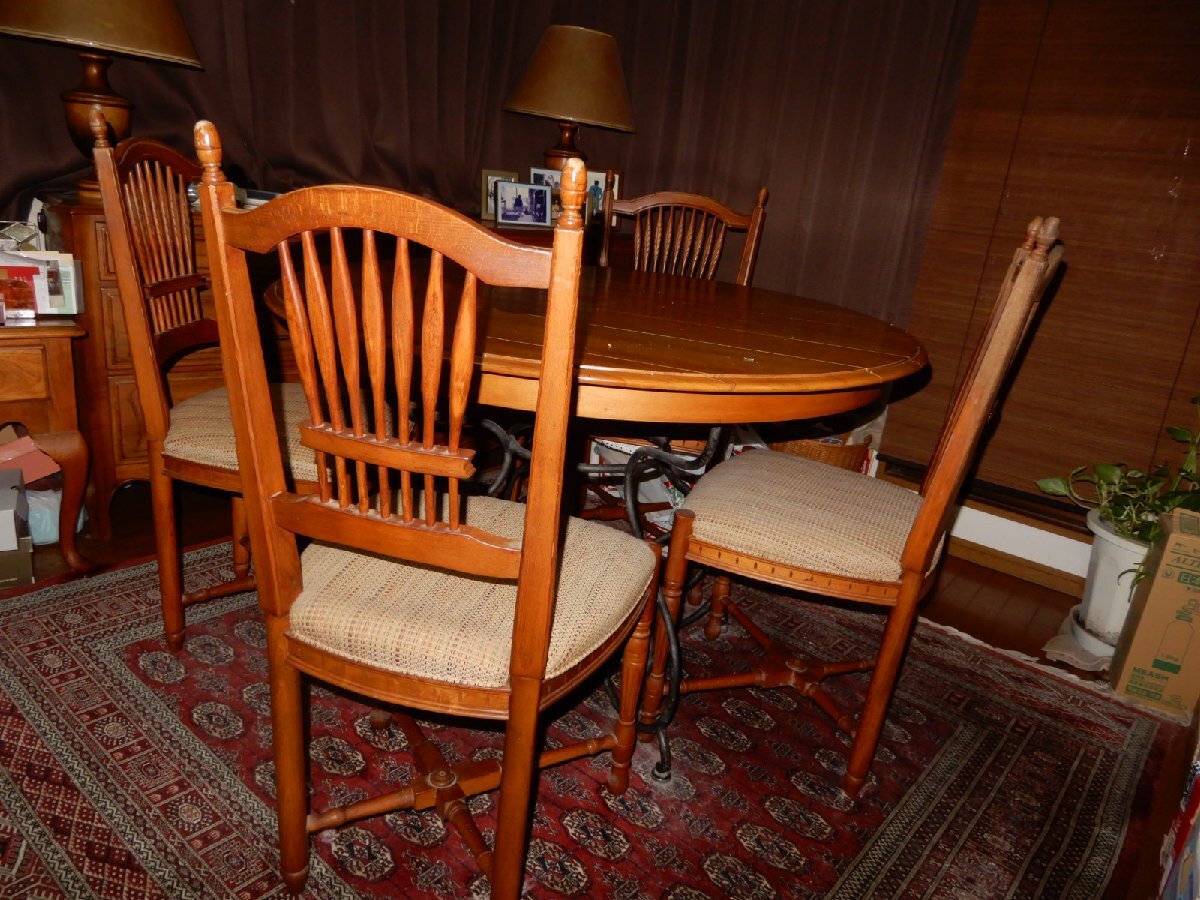 放出企画☆Ethan Allen イーセンアーレン☆ダイニングテーブル☆アメリカ高級家具☆即決落札には椅子４脚も付属対応いたします☆