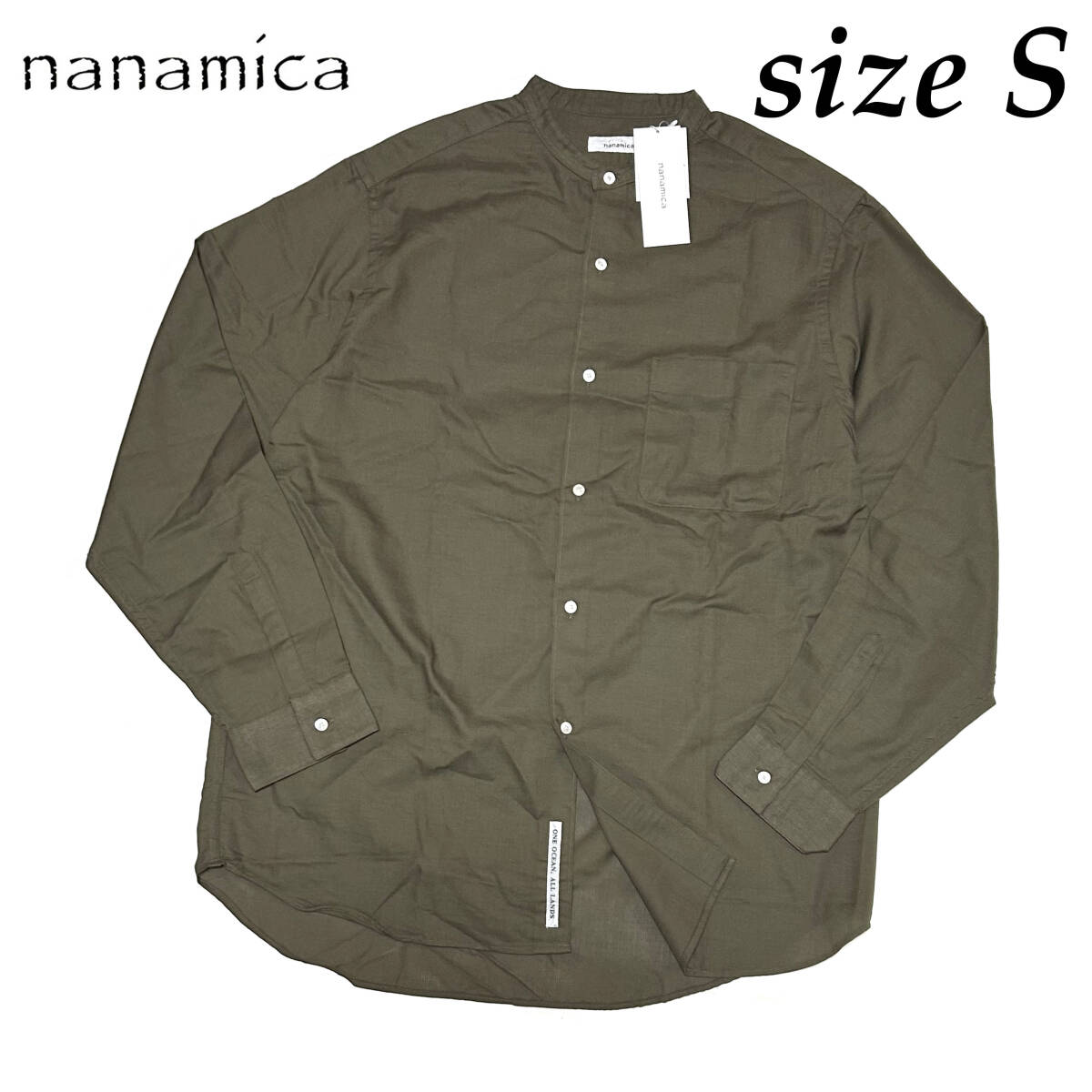 新品 Sサイズ(日本サイズM位) ナナミカ バンドカラー パナマシャツ 日本製 ブラウン タープ Band Collar Panama Shirt メイドインジャパン