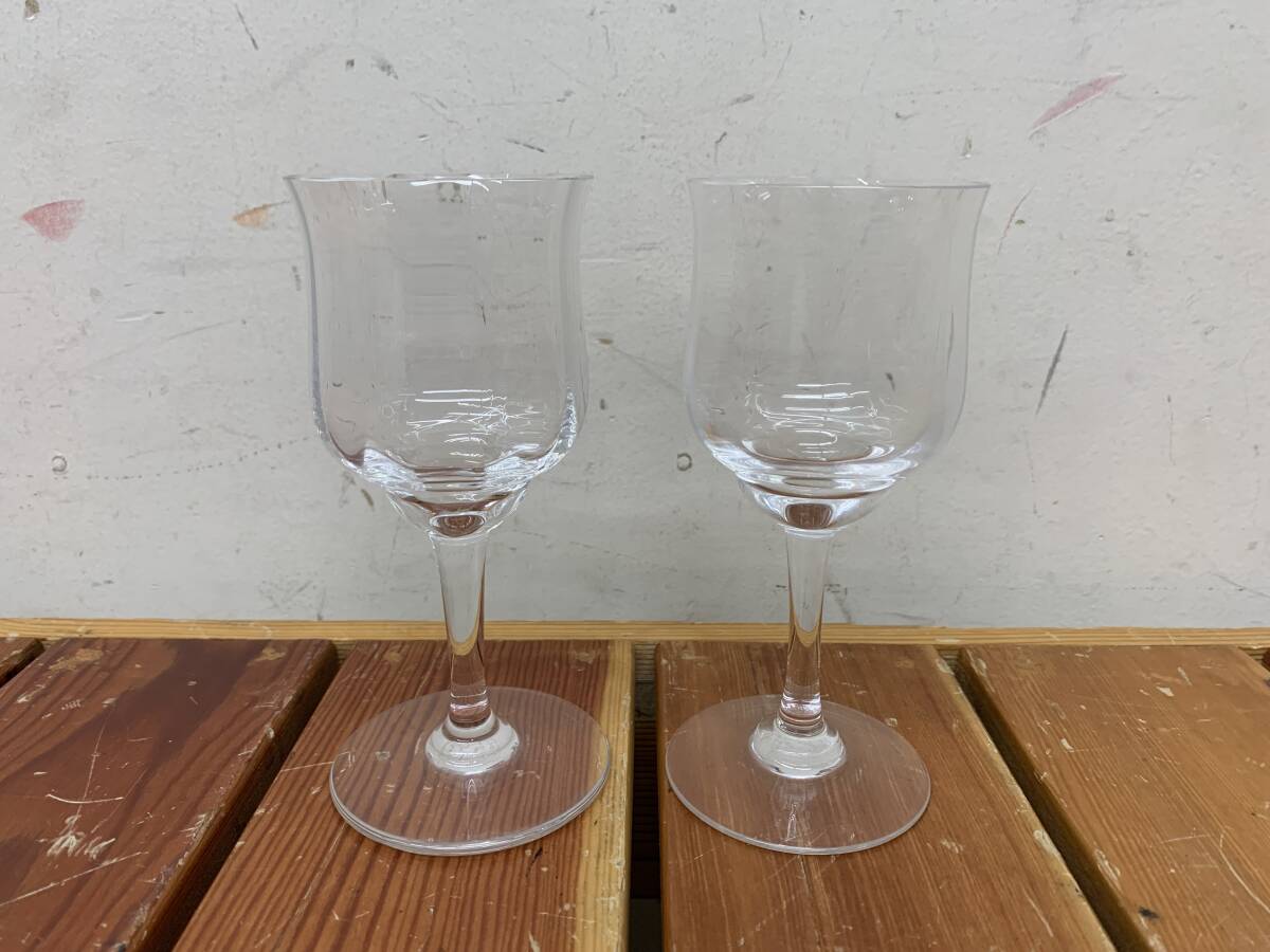 【Baccarat/バカラ】シンプル【ワイングラス 2種？/カプリ？】クリスタル 2個セット 刻印有 中古品