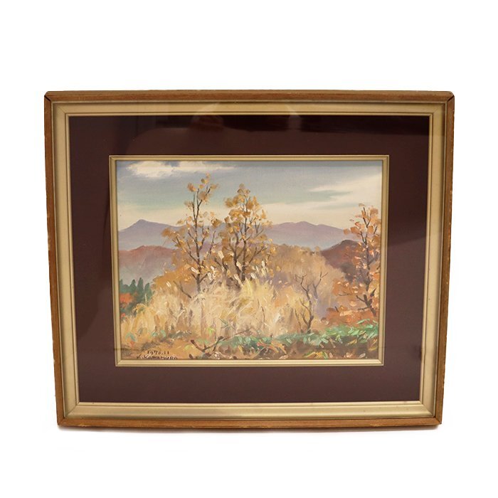 【美術品】川村嘉久 「冬枯れ」 倶利伽羅山 F6号 油絵 絵画 風景画 額装 額縁 送料880円