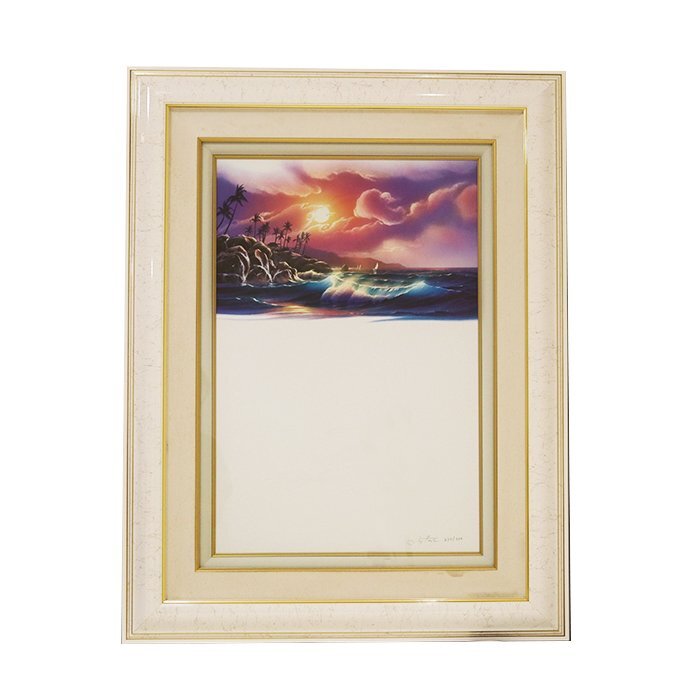 【絵画】Gary Fenske(ゲリー フェンスキー) 「ファースト ライト(First Light)」リトグラフ セリグラフ ブラックライト クジラ 保証書 額縁