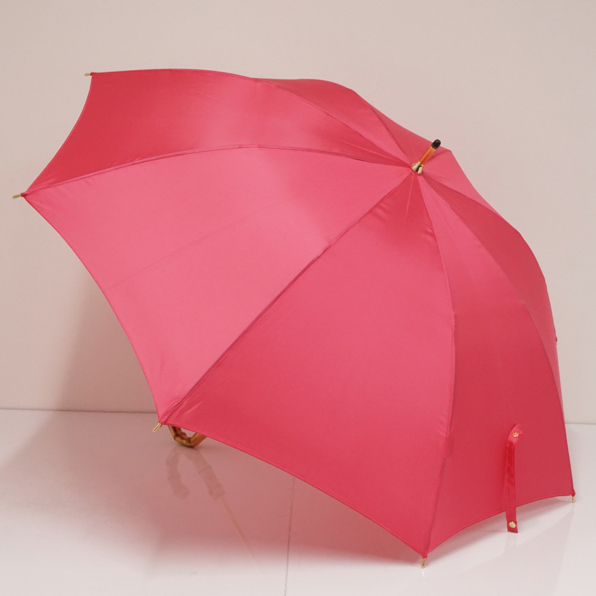 ASTY アスティ 高級傘 USED美品 シンプル クリア手元 カーボン骨 ピンク 日本製 55cm S1896