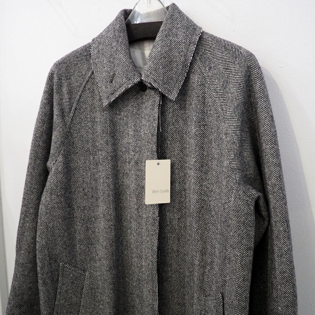 新品 定価88000円 ウィムガゼット 23aw ヘリンボーン ツイード ロング コート グレー レディース XL L Whim Gazette マキシ丈 比翼 ビッグ
