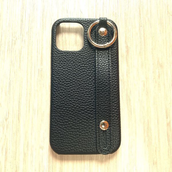iPhone 12 　ブラックケース 　スマホベルト　スマホリング　管理146-14