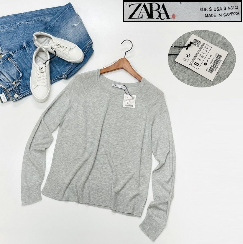 ZARA【S】長袖ニット トップス レディース オフィスカジュアル 通勤フェミニン大人可愛いセーター デイリー 生地 アクリル混 春夏秋冬 ザラ