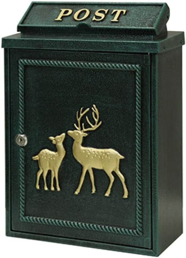 【新品】MOJYU 北欧風鋳物壁掛けポスト Deer グリーン WM-061 