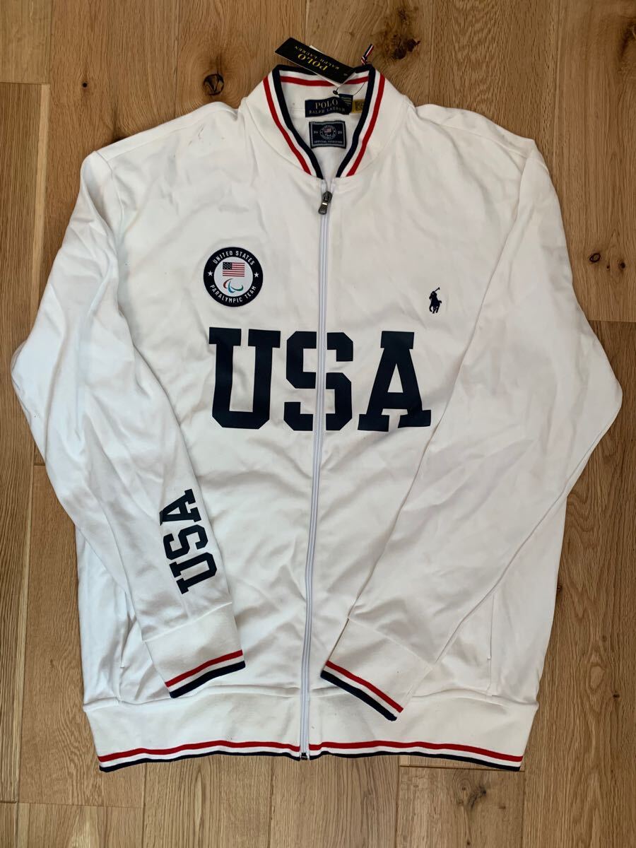 新品☆ POLO RALPH LAUREN 東京パラリンピック 公式 アメリカ代表チーム 長袖 ジャケット ジャンパー ユニフォーム 白 ホワイト L LL XL