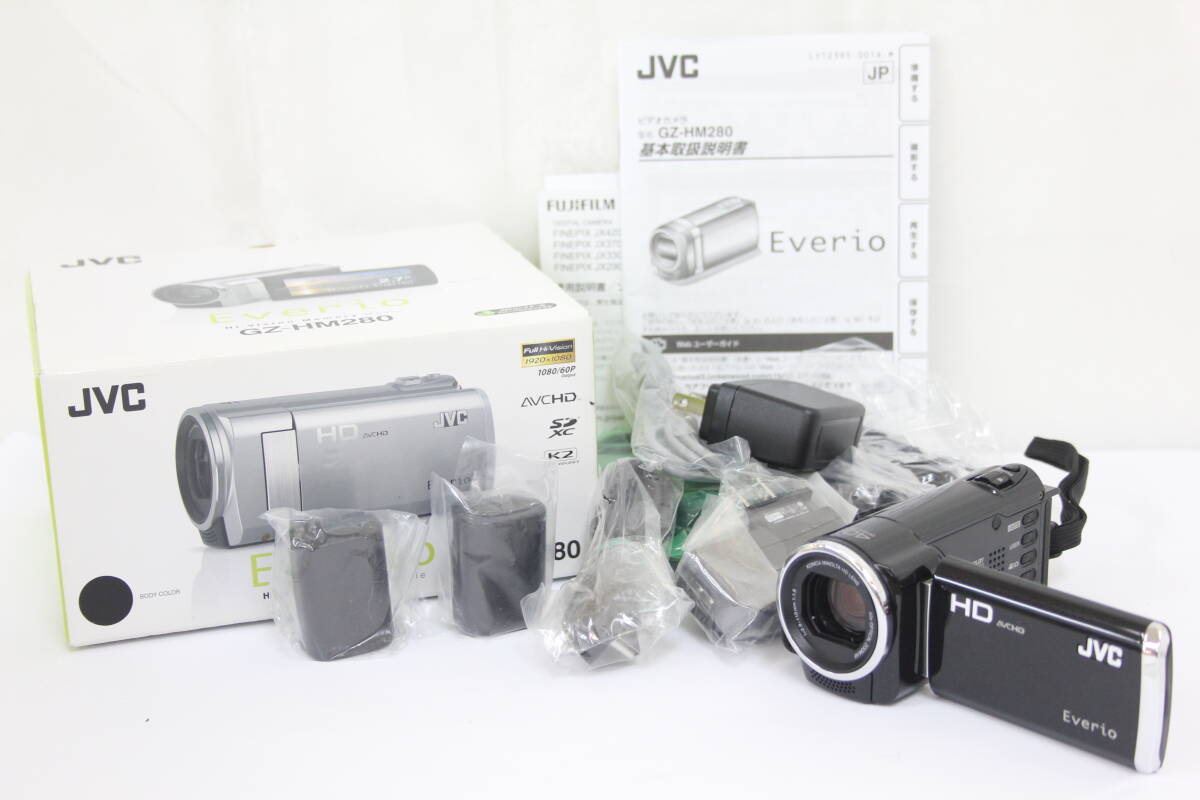 【極美品 返品保証】 【録画再生確認済み】【元箱付き】JVC Everio GZ-HM280-B ブラック 40x バッテリー付き ビデオカメラ v9420
