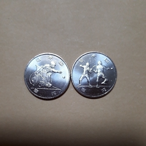 2020年 東京オリンピック・パラリンピック記念硬貨100円 2種類　第1次発行 新品　未使用。