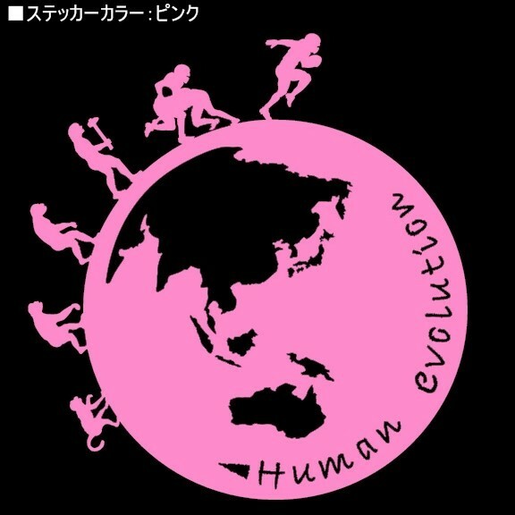 ★千円以上送料0★(11cm)地球型-人類の進化【アメフト編】アメリカンフットボール、タックル、アイシールド21好き、車のステッカーに(3)