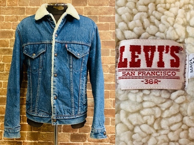 ★表記36/USA製！1980'sヴィンテージリーバイス.LEVI'S70608.裏ボア付きユーズドデニムJKT.古着.Gジャン.Vintage.ルード系サーフバイカー/Y