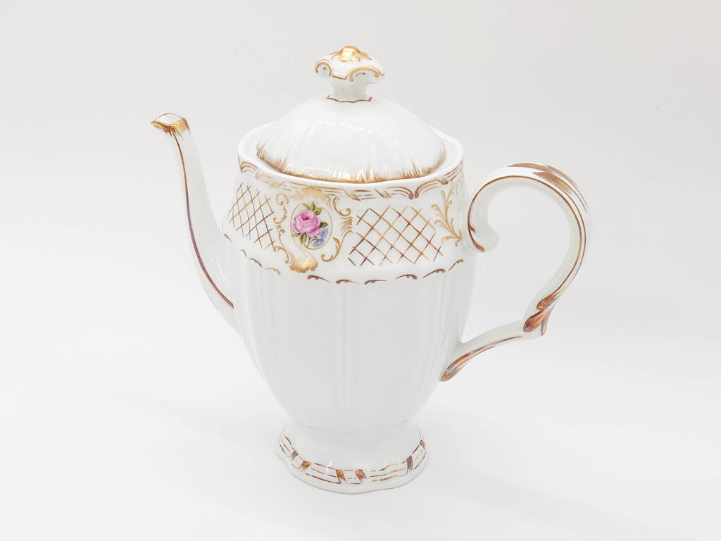 R-078523　フランス　LIMOGES(リモージュ)　Georges Boyer(ジョルジュ ボワイエ)　ティーポット(薔薇、ローズ、磁器、金彩、洋食器)