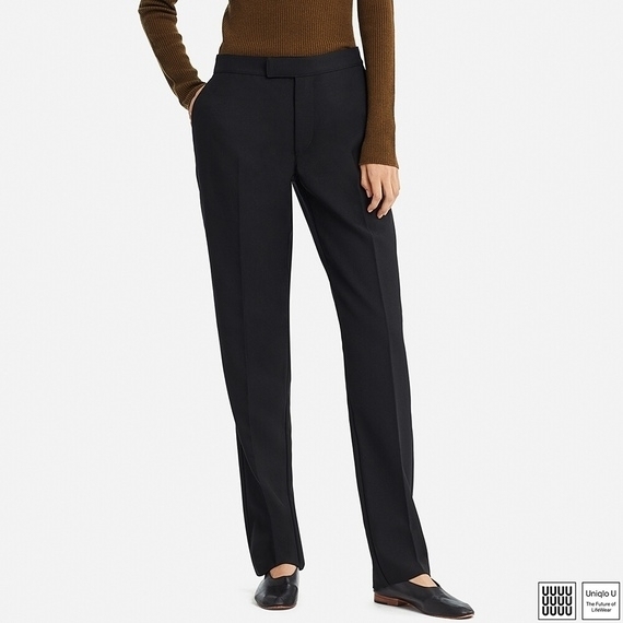 【新品・67・ブラック】ユニクロ×ルメール Uniqlo U　ユニクロユー ウールブレンドストレートパンツ 美しいシルエットが魅力。黒
