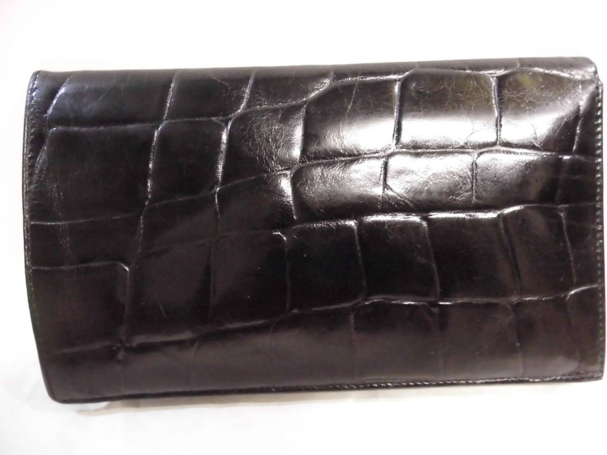 長財布　★　クロコ型押し　★　黒　★　MITSUMINE 　★　中古