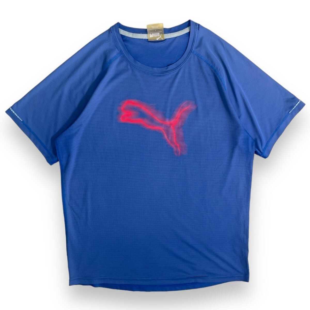PUMA プーマ DRY CELL ドライ セル 速乾 半袖 ロゴ プリント Tシャツ 青 ブルー トレーニング 運動 サッカー マラソン ウェア トップス
