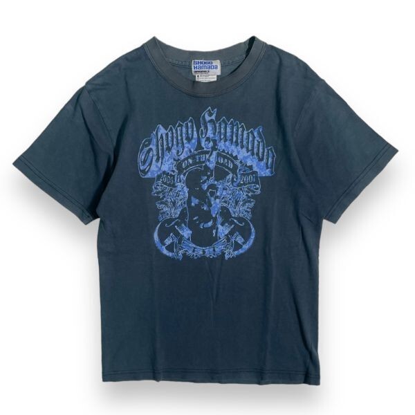 公式 SHOGO HAMADA 浜田省吾 2007年 プリント 半袖 コットン Tシャツ S/S トップス カットソー 丸首 バンド 音楽 記念 グッズ S ブルー系