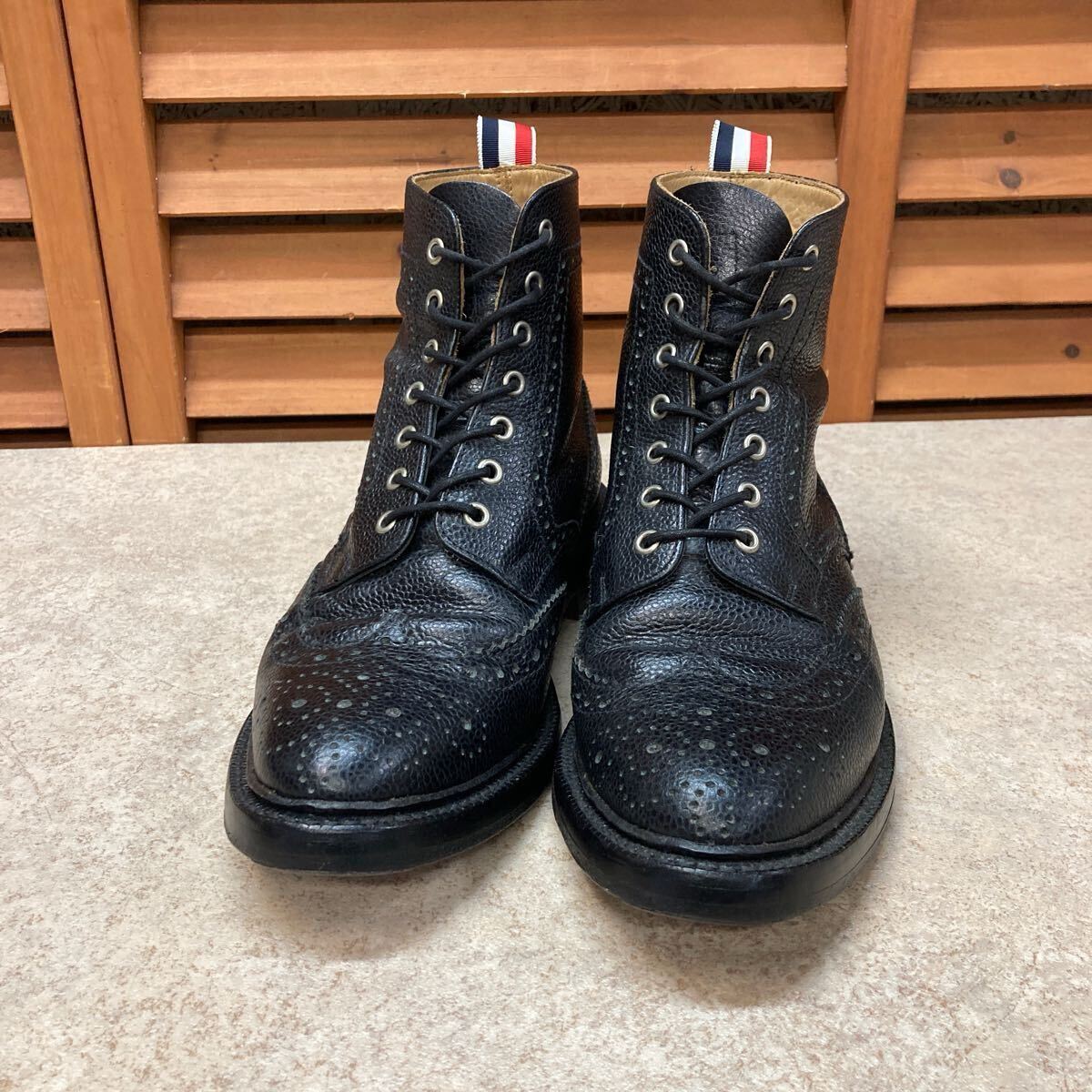 M3■794【THOM BROWNE トムブラウン】ウイングチップ ブーツ シューズ 8.5