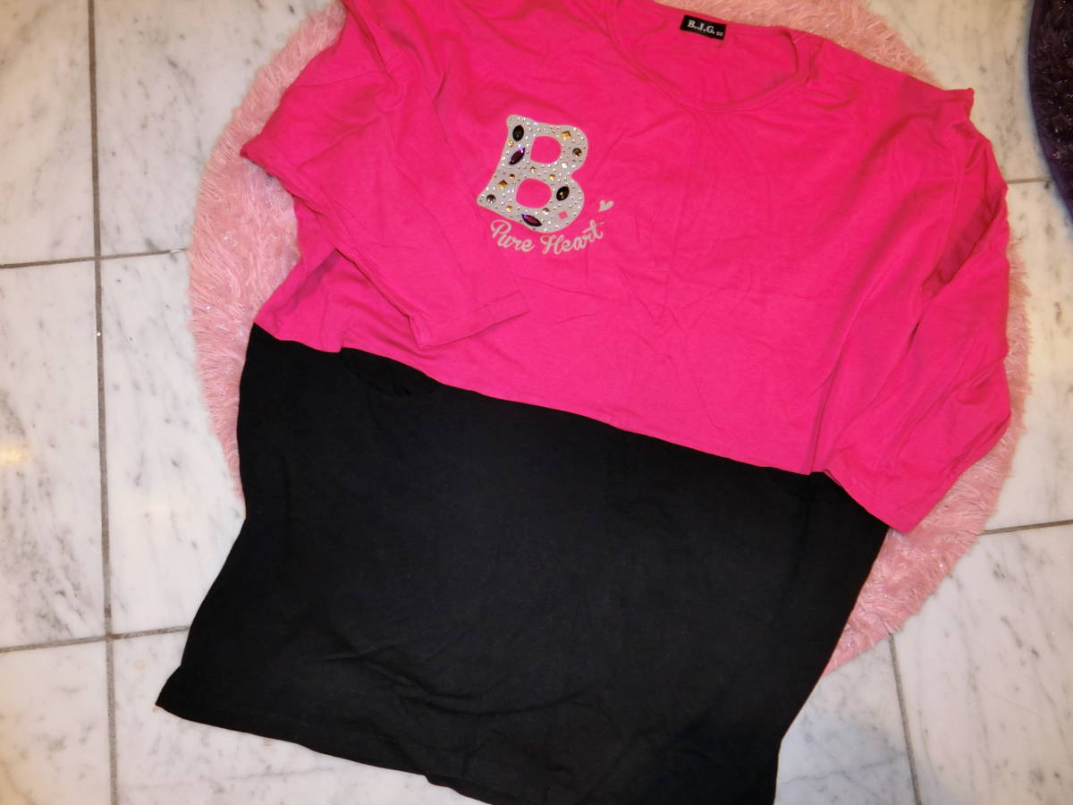 B.J.G　バイカラー　Tシャツ　ビジュー　150cm