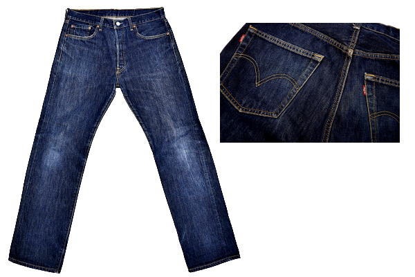 501-1114★LEVI'S リーバイス 07501-00★激レア稀少 とても珍しい 赤タブが左右２つ付き エラーデニム 濃紺ストレートジーンズ W34