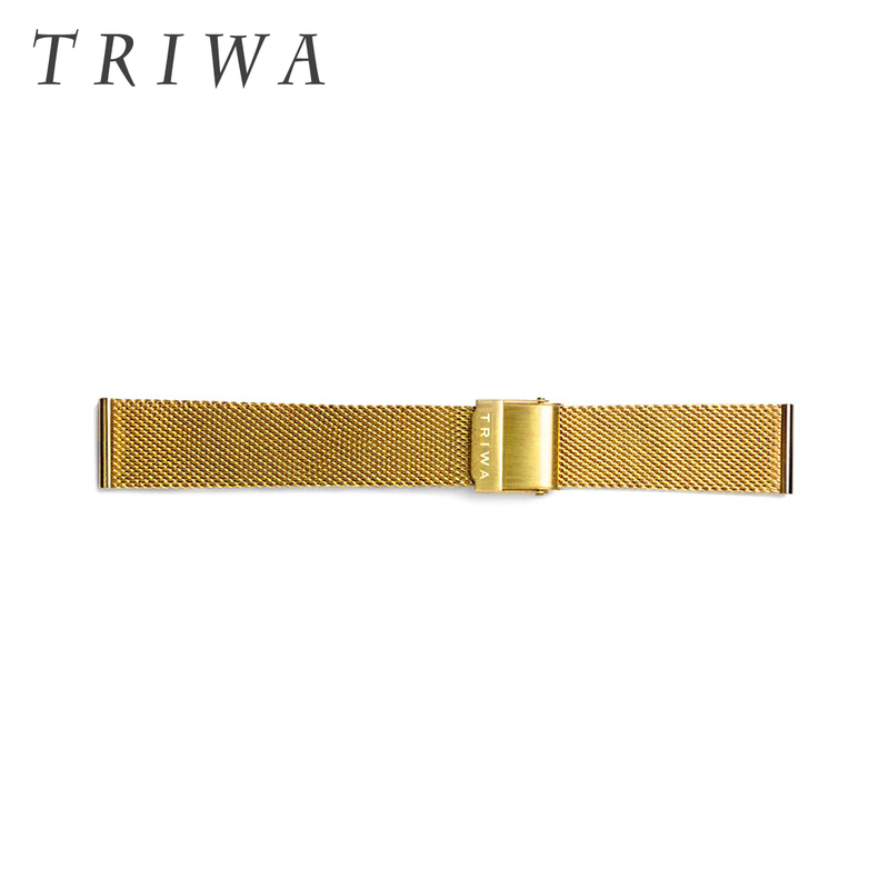 TRIWA トリワ 純正品 16mm幅 ステンレスメッシュベルト MS121313 イエローゴールド スヴァラン ニッキ アスカ 交換ベルト ストラップ16ミリ