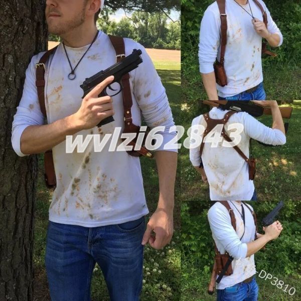 FB047:★大人気★スチームパンク西部カウボーイピストルホルスター革銃マガジンホルダー調節可能なハーネスストラップベルト海賊コスプレ