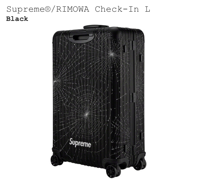 【新品正規】86L / 19aw Supreme RIMOWA Check-In L / シュプリーム リモワ スーツケース 黒　/ トパーズ　ステルス