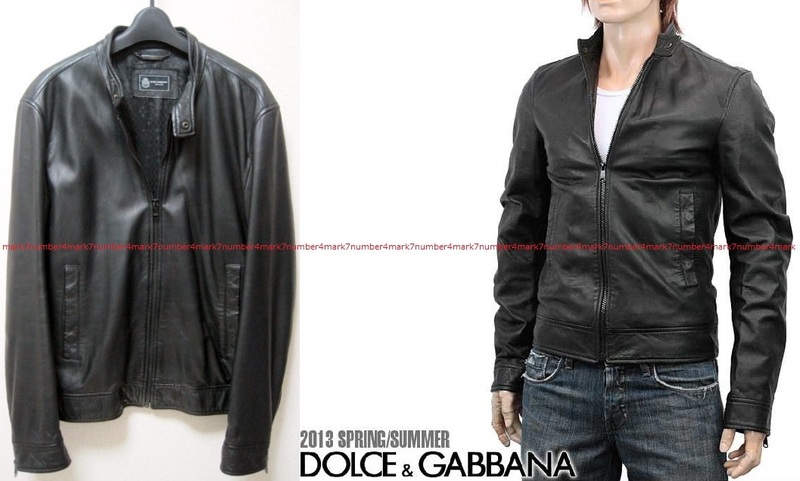 新品 同様DOLCE&GABBANA即完売13S/S背面ロゴプレート ラムレザー ジャケット48ライダース黒ブルゾン羊革デニムLダウン ドルチェ&ガッバーナ