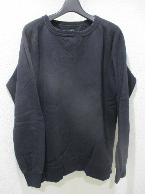 即決 16AW NEEDLES ニードルズ FREEDOM CREW SWEAT SHIRT 肉厚 ダメージ加工 フリーダムスリーブ 両V 長袖スウェット 裏起毛 メンズ XS 黒