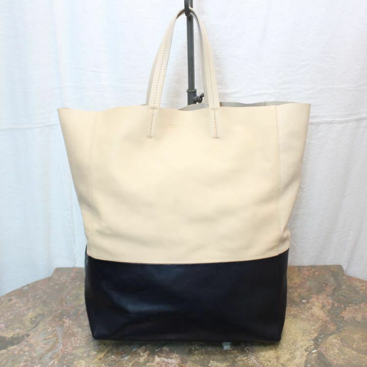 CELINE BICOLOR LEATHER TOTE BAG MADE IN ITALY/セリーヌカババイカラーレザートートバッグ