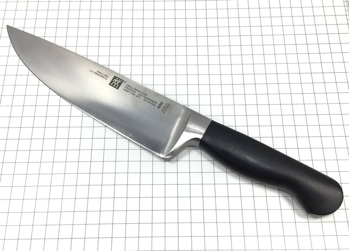 【レトロ・ビンテージ・美品】ゾーリンゲン ツヴィリング J.A ヘンケルス　ドイツ製 万能包丁　頑丈 プロ向け 鍔付き 刃長190mm 重量約225g