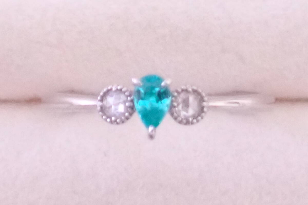 パライバトルマリン　0.11ct　指輪　ダイヤ0.05　11.5号