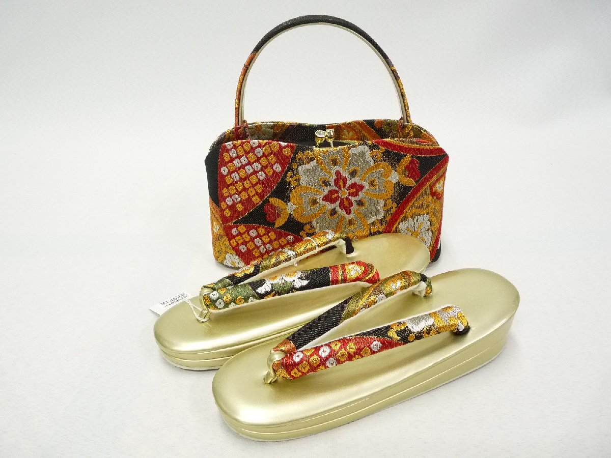 まゆの四季/新品/草履バッグセット-振袖用/帯地/少々難有-24-1