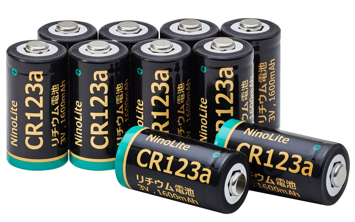 10個セット NinoLite CR123a リチウム電池 大容量1600ｍAh スマートロック 電動玄関ロック ヘッドライト 観測器 フィルムカメラ 等