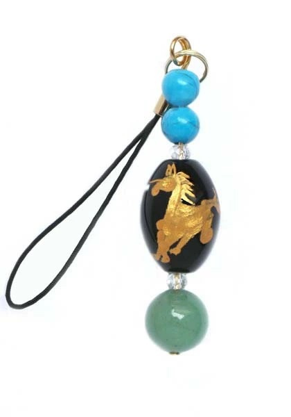 商売繁盛「左馬」開運ストラップ（根付兼用）