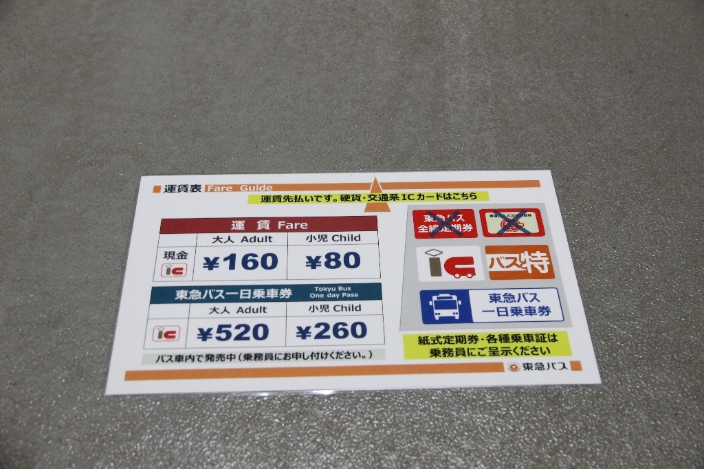 東急バス　下馬営業所・トランセ代官山循環線用運賃プレートパウチ♪