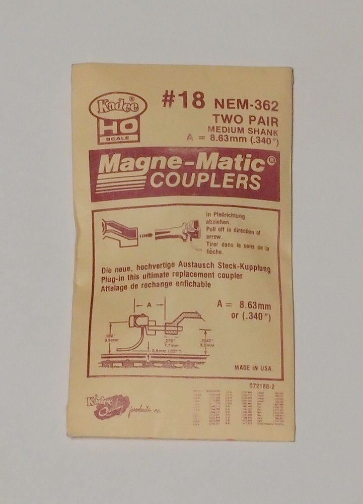 Kadee no.18 HO scale Magne-Matic COUPLERS NEM-362 Two Pair MEDIUM SHANK 未開封 No.18 #18