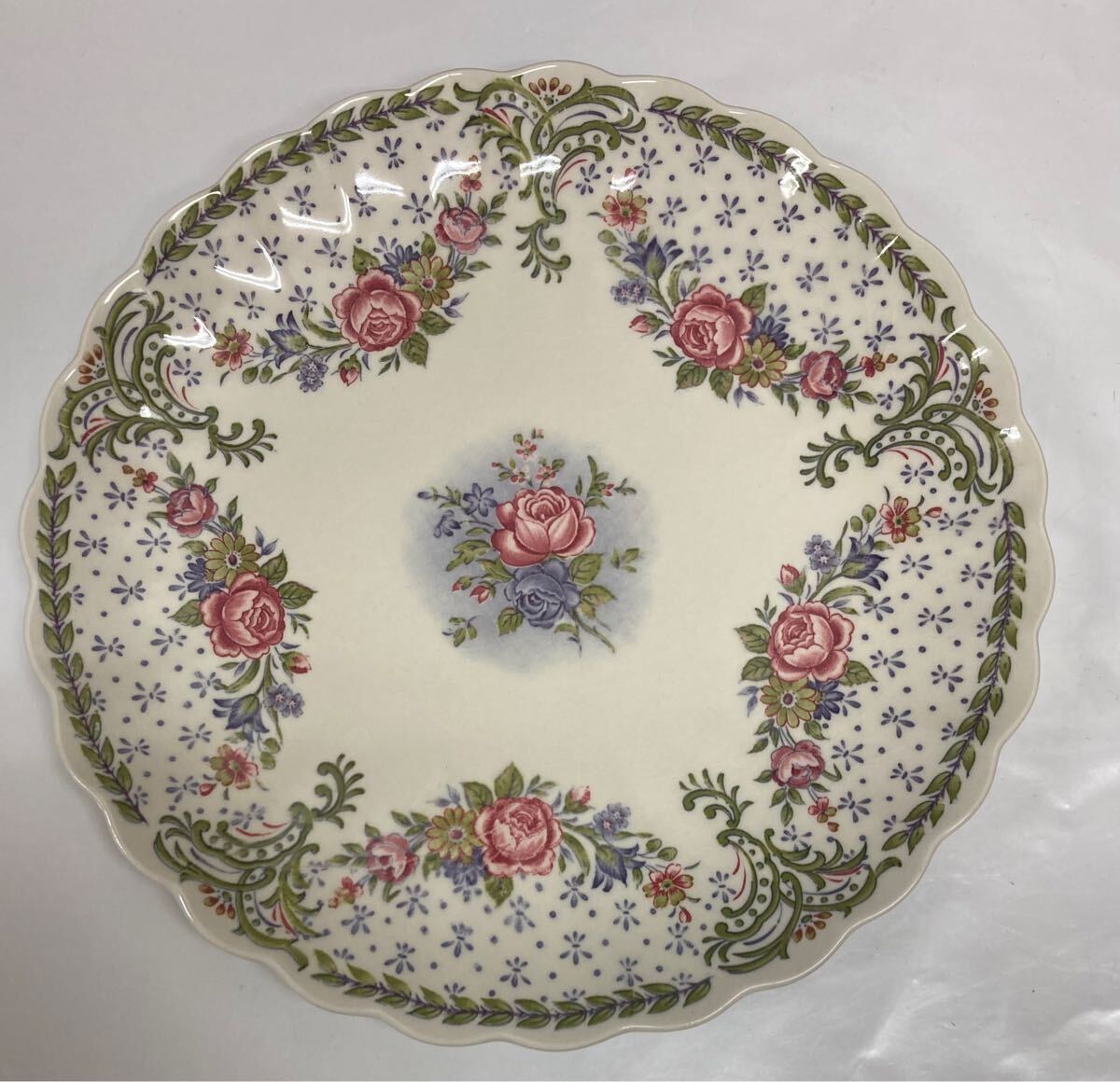 AKURA JAPAN Royal Rose ♪ 大皿 プレート バラ柄 直径：約25cm レトロ