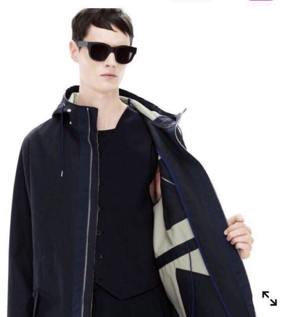 Acne Studios DE NIRO HOOD 48 ラッカーニジップ コーティング コート ブルーパイピング フード フーデッド モッズ オーバーサイズ ゴム引