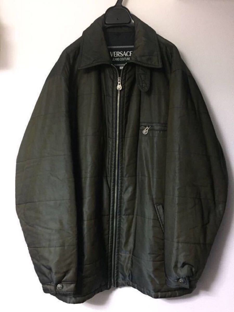 VERSACE JEANS COUTURE オールド イタリア製 キルティングハーフコート ジップアップ メデューサチャーム 緑 ジャケット オーバーサイズ グ