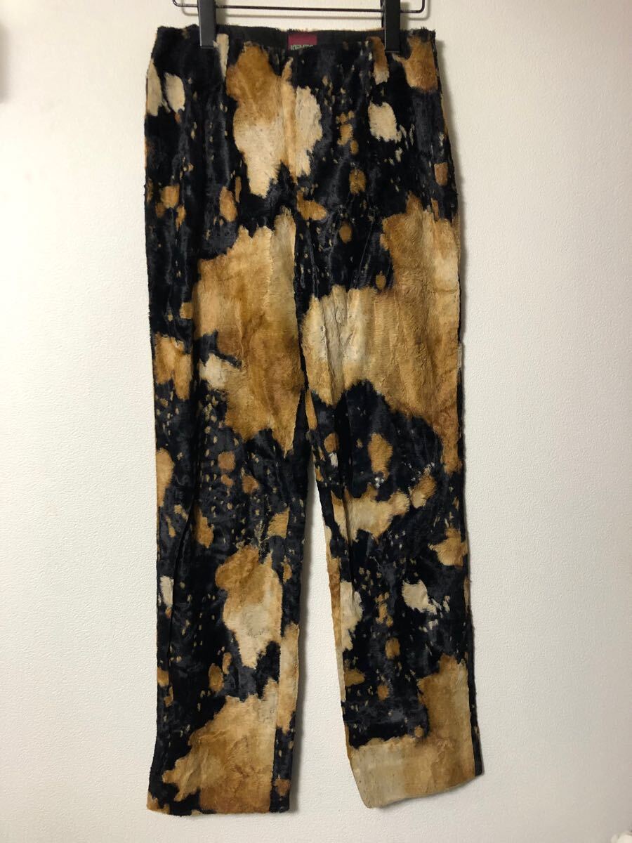 KENZO PARIS オールド フランス製 ベロアパイル ストレートパンツ ブリーチ調 黒ベース ベルベット 90s 00s ビンテージ JUNGLE