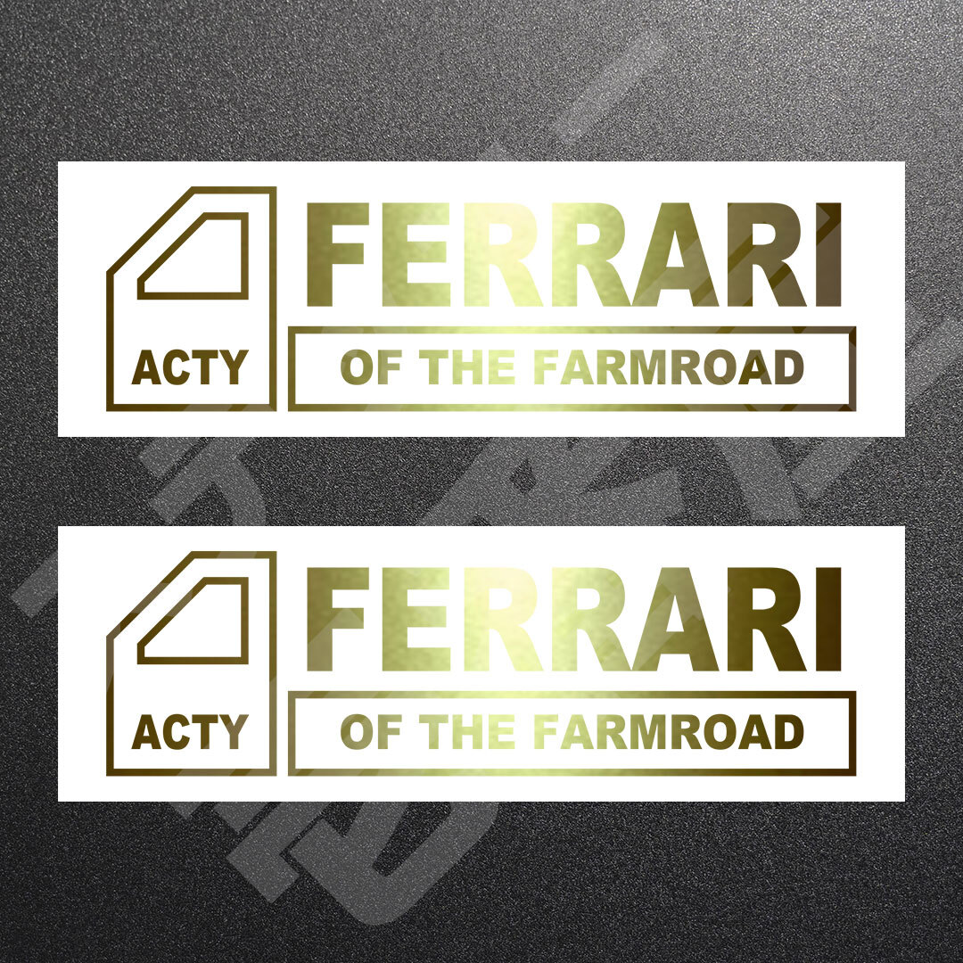 超高品質☆ACTY FERRARI OF THE FARMROAD　カッティングステッカー　ゴールド　2枚　縦45mm×横150mm　アクティ|フェラーリ|新品|送料無料