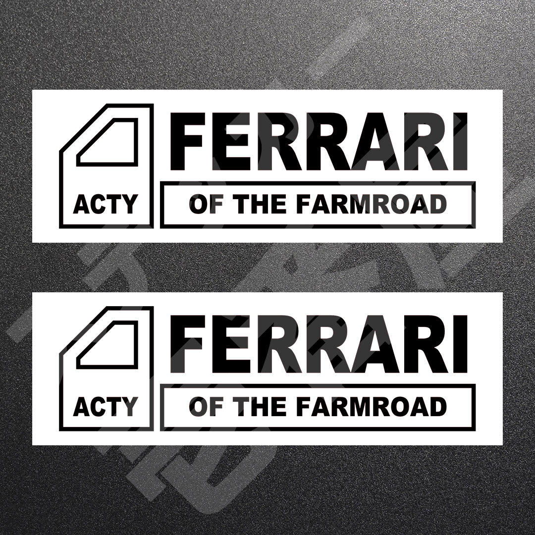 超高品質☆ACTY FERRARI OF THE FARMROAD　カッティングステッカー　ブラック　2枚　縦45mm×横150mm　アクティ|フェラーリ|新品|送料無料