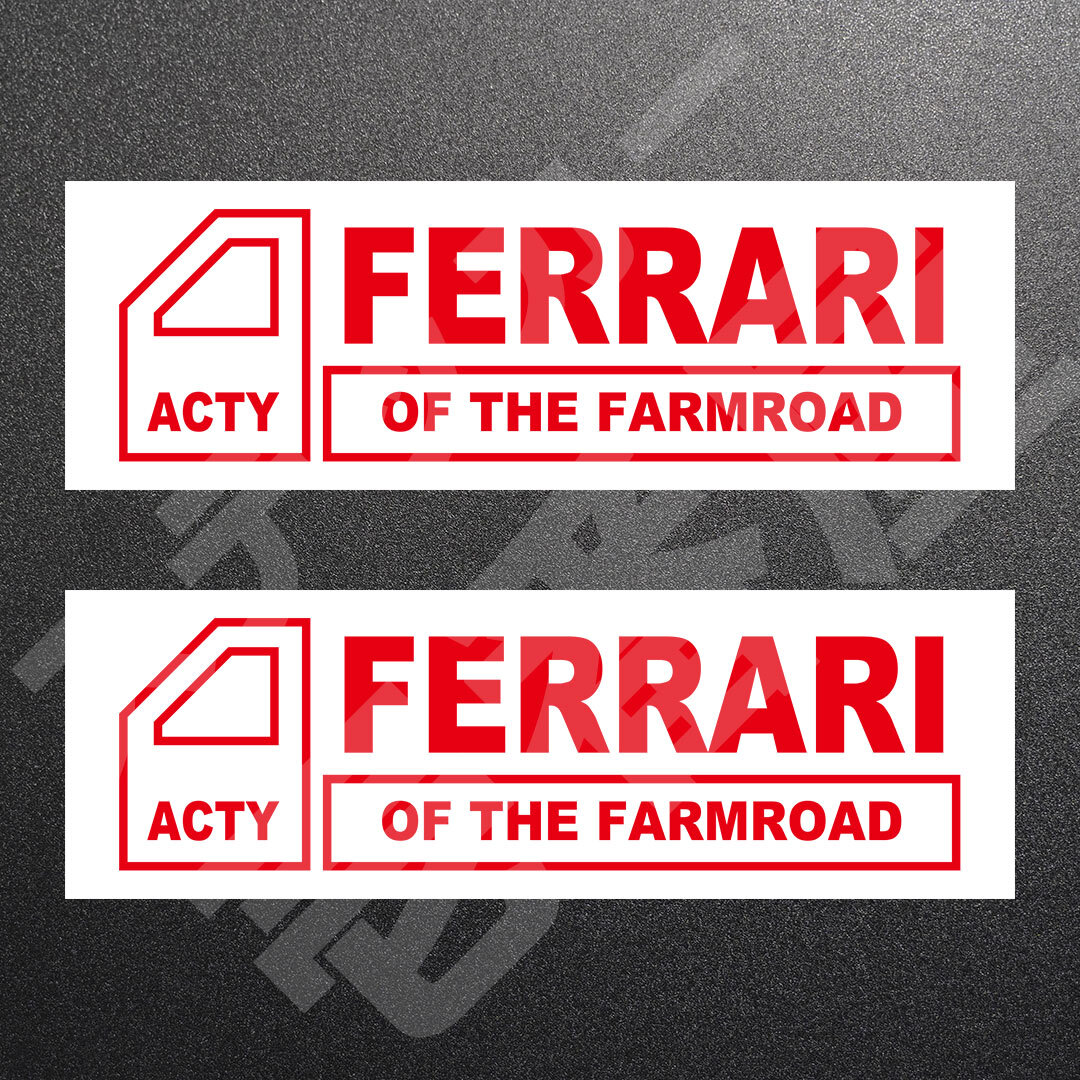 超高品質☆ACTY FERRARI OF THE FARMROAD　カッティングステッカー　レッド　2枚　縦45mm×横150mm　アクティ|フェラーリ|新品|送料無料