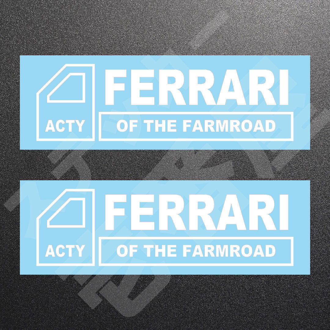 超高品質☆ACTY FERRARI OF THE FARMROAD　カッティングステッカー　ホワイト　2枚　縦45mm×横150mm　アクティ|フェラーリ|新品|送料無料