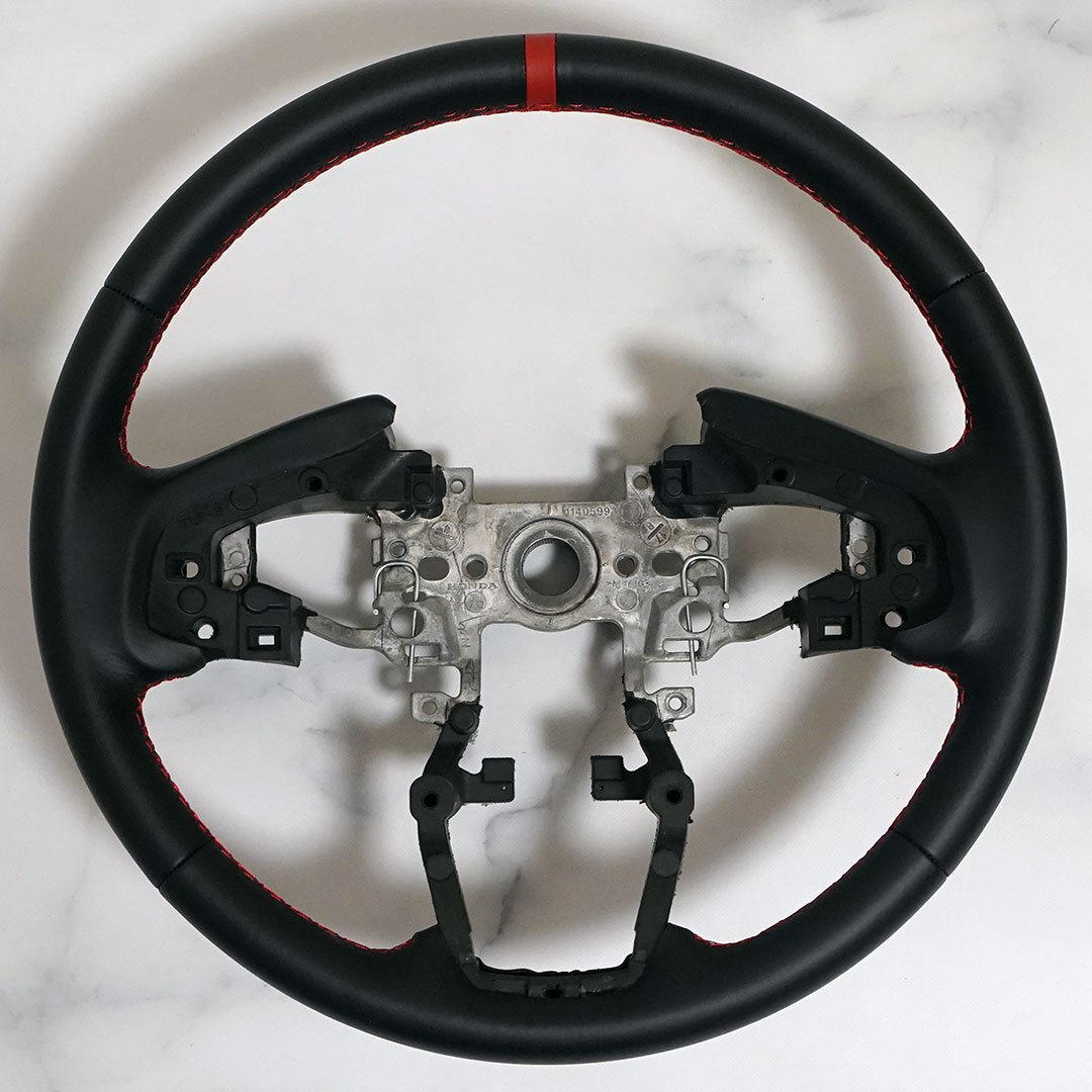 新品・未使用☆ホンダ N-BOX NBOX カスタム JF3 JF4　純正ステアリングベース　本革張り替え済み　ワンオフ　| 現品限り | 送料無料