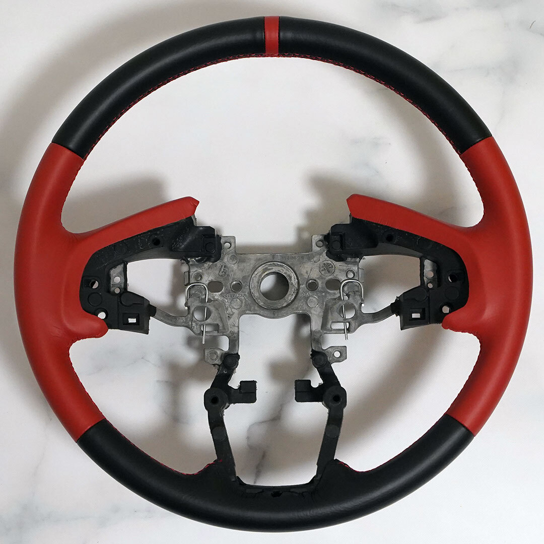 新品・未使用☆ホンダ N-BOX NBOX カスタム JF3 JF4　純正ステアリングベース　本革張り替え済み　ワンオフ　赤 | 現品限り | 送料無料