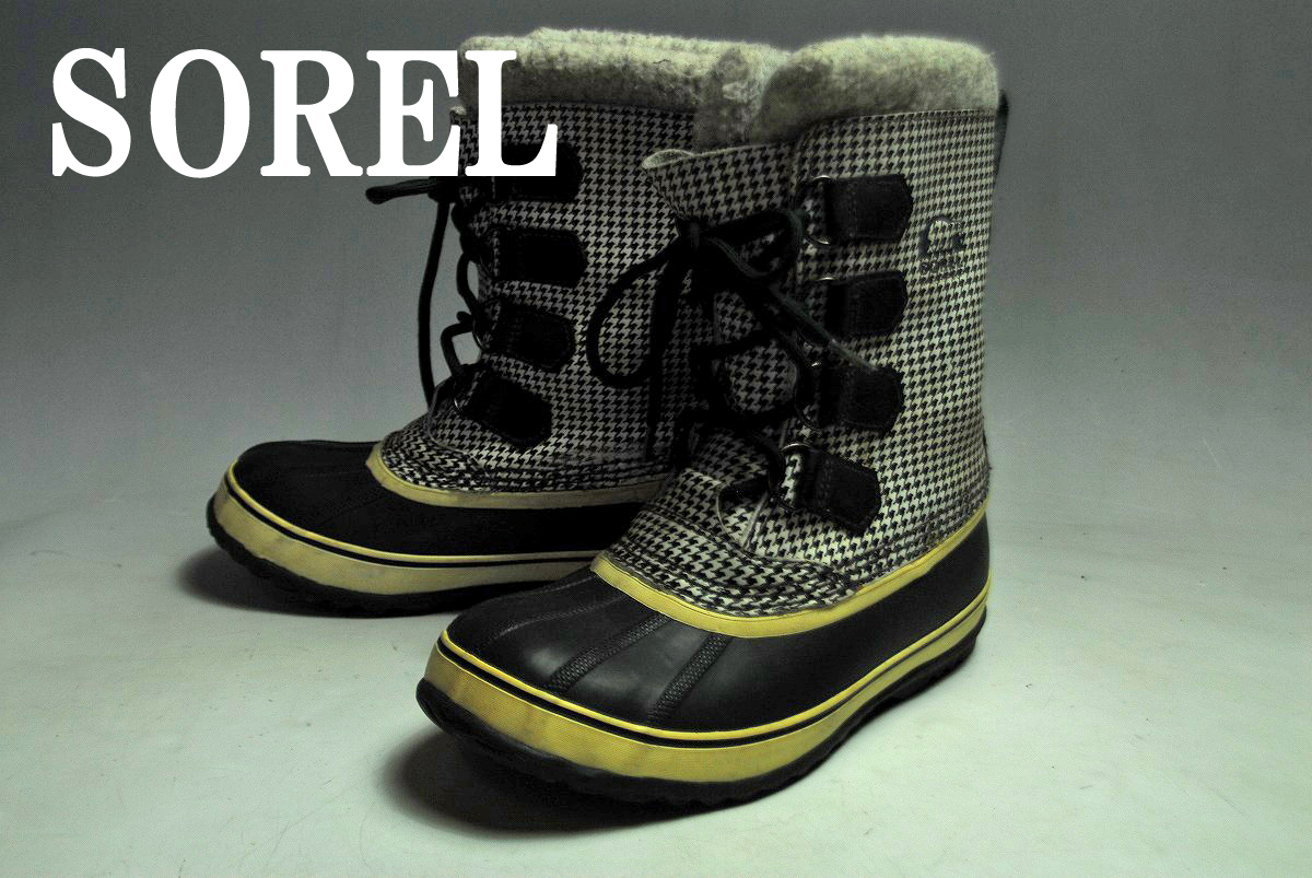 ATX907/最終価格！他で出品！早い者勝ち！ソレル/SOREL/レザー/スノーブーツ/千鳥/21.5㎝/US5/ハイ/良品/防寒/存在感抜群！注目の１足