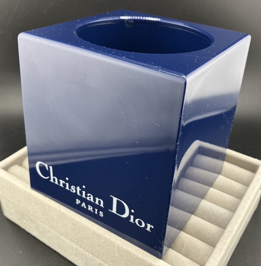 状態良好！送料込み！ Christian Dior クリスチャンディオール ブラシスタンド ダークブルー ペンスタンド 鉛筆立て