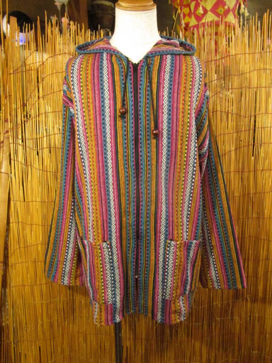 ②新品＊男女兼用＊織り柄＊コットン素材＊ゲリ生地＊ゆったりサイズ＊ジップアップ＊パーカー